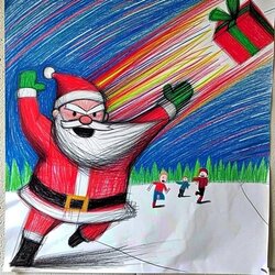 산타클로스 할아버지 크리스마스 선물 초딩 던지는 모습